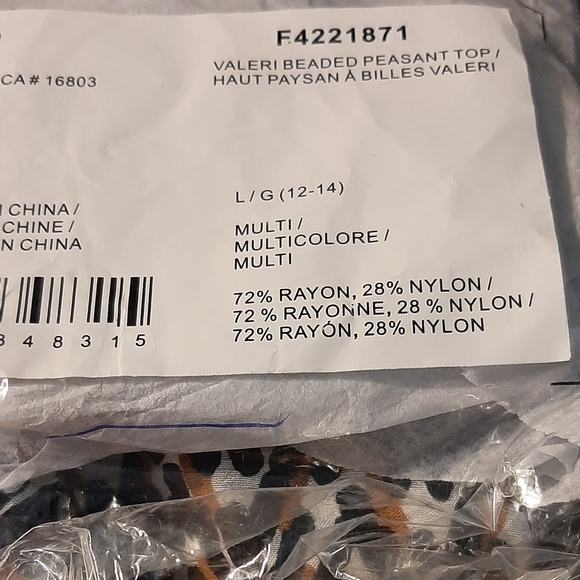 3🚨/$15 🆕️ LG(12-14)  Avon Beaded Peasant  top - Picture 4 of 6